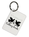 Four Calling Birds Text Aluminum Keyring Tag-Keyring-TooLoud-White-Davson Sales