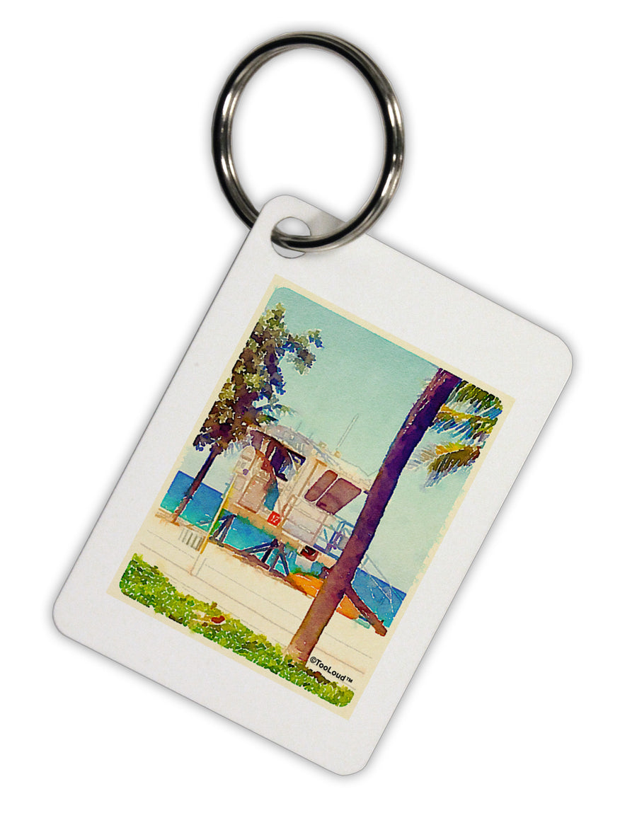 Lifeguard Station Watercolor Aluminum Keyring Tag-Keyring-TooLoud-White-Davson Sales