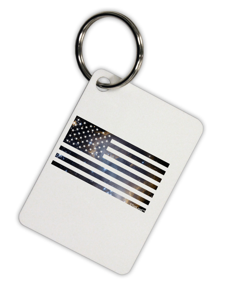 American Flag Galaxy Aluminum Keyring Tag by TooLoud-Keyring-TooLoud-White-Davson Sales