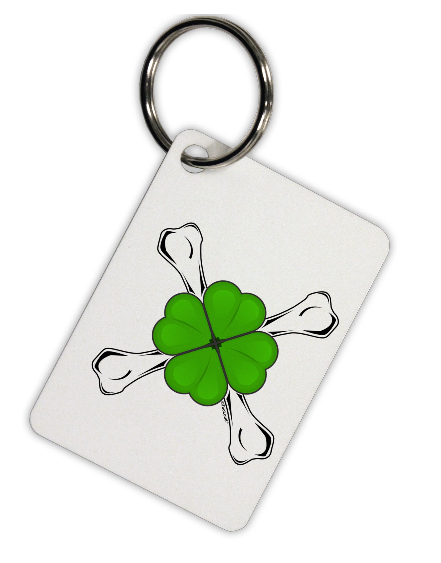 Clover and Crossbones Aluminum Keyring Tag by TooLoud-TooLoud-Davson Sales