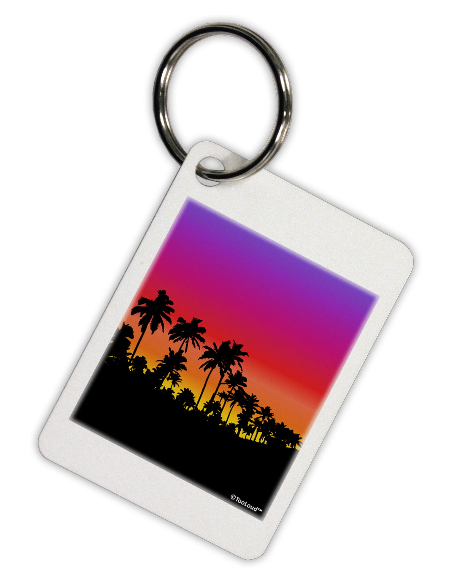 Palm Trees and Sunset Design Aluminum Keyring Tag by TooLoud-Keyring-TooLoud-White-Davson Sales