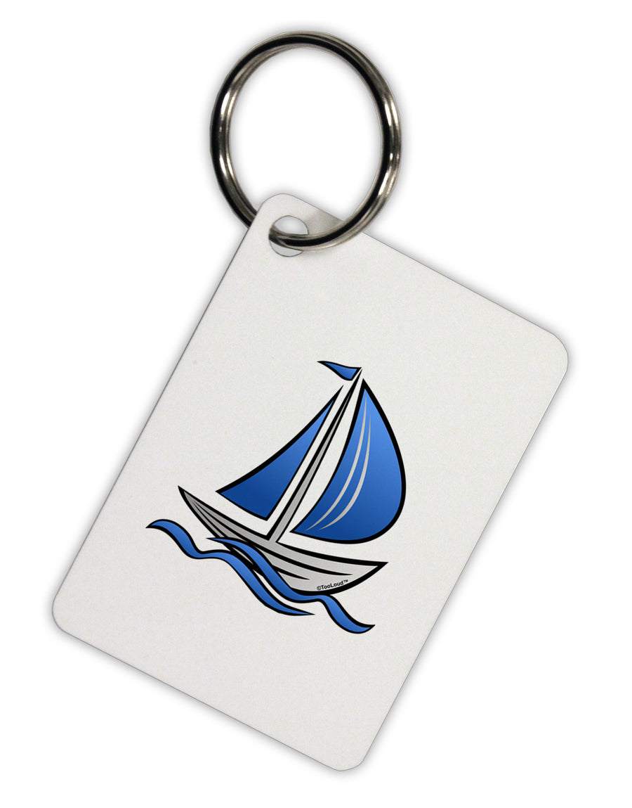 Blue Sailboat Aluminum Keyring Tag-Keyring-TooLoud-White-Davson Sales