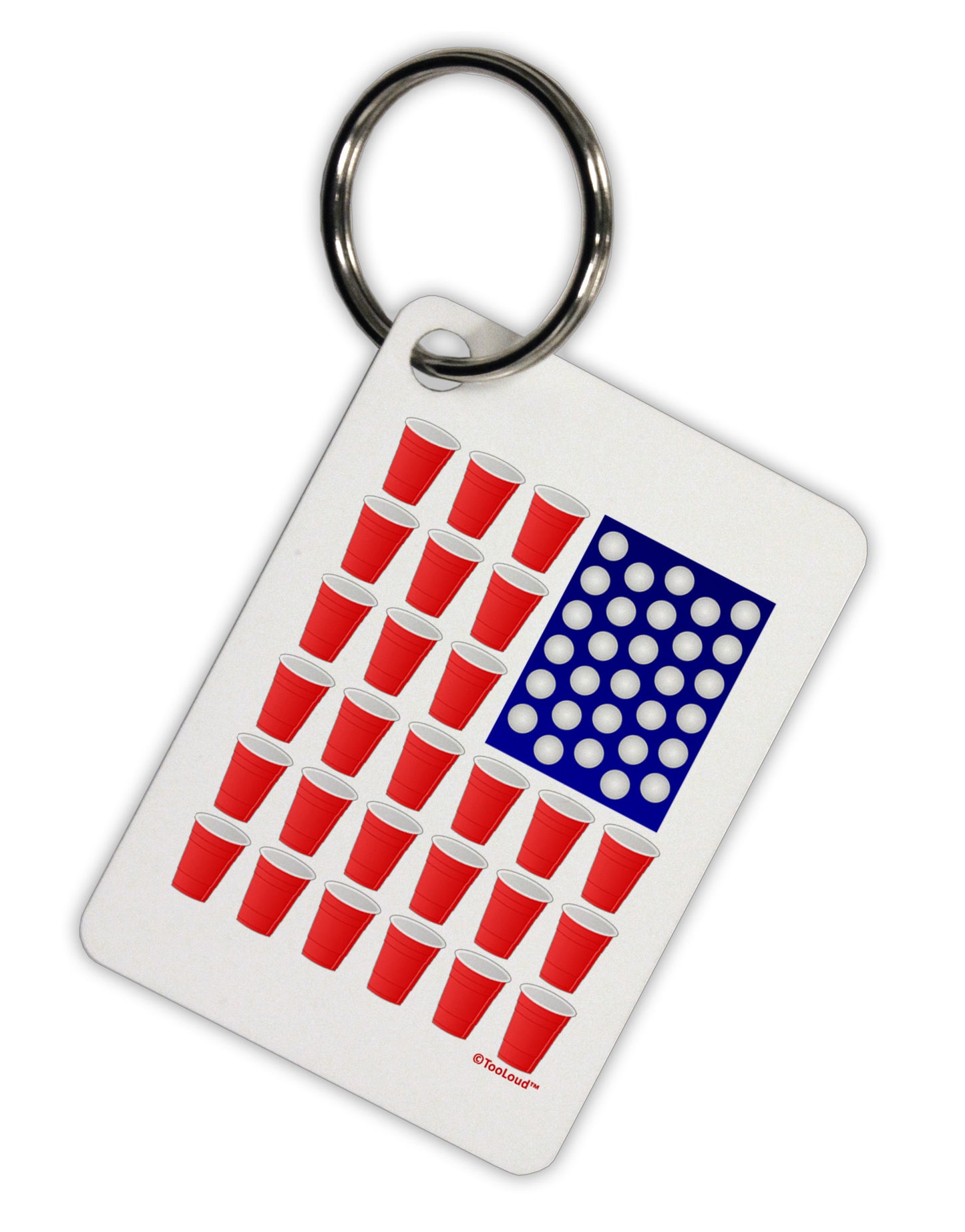 Beer Pong Flag Aluminum Keyring Tag-Keyring-TooLoud-White-Davson Sales