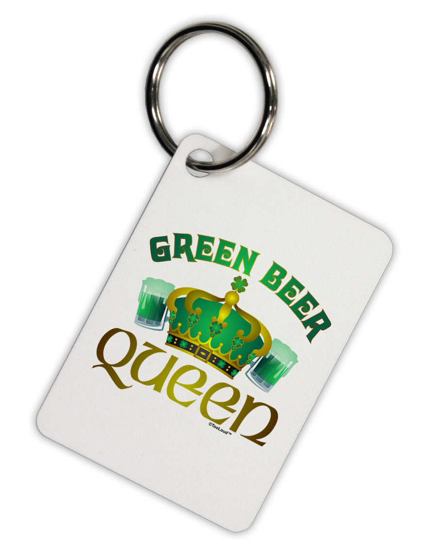 Green Beer Queen Aluminum Keyring Tag-Keyring-TooLoud-White-Davson Sales