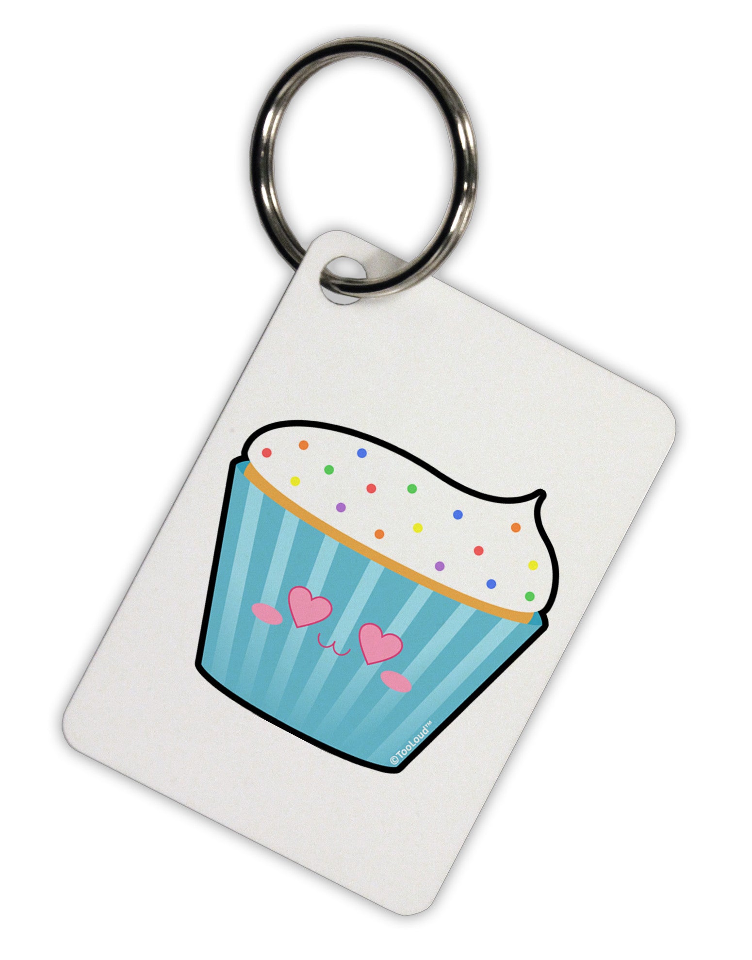 Cute Cupcake with Sprinkles - Heart Eyes Aluminum Keyring Tag by TooLoud-Keyring-TooLoud-White-Davson Sales