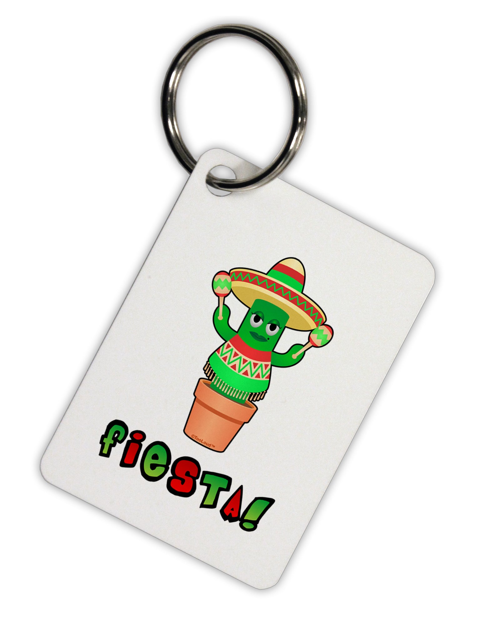 Fiesta Cactus Poncho Text Aluminum Keyring Tag by TooLoud-Keyring-TooLoud-White-Davson Sales