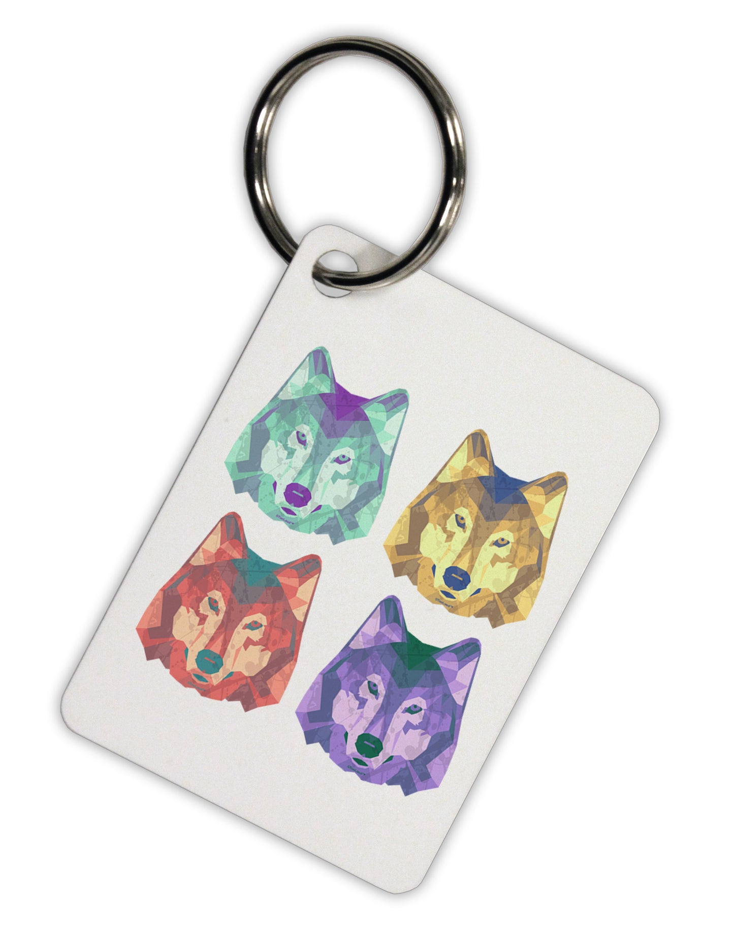 Geometric Wolf Head Pop Art Aluminum Keyring Tag by TooLoud-Keyring-TooLoud-Davson Sales
