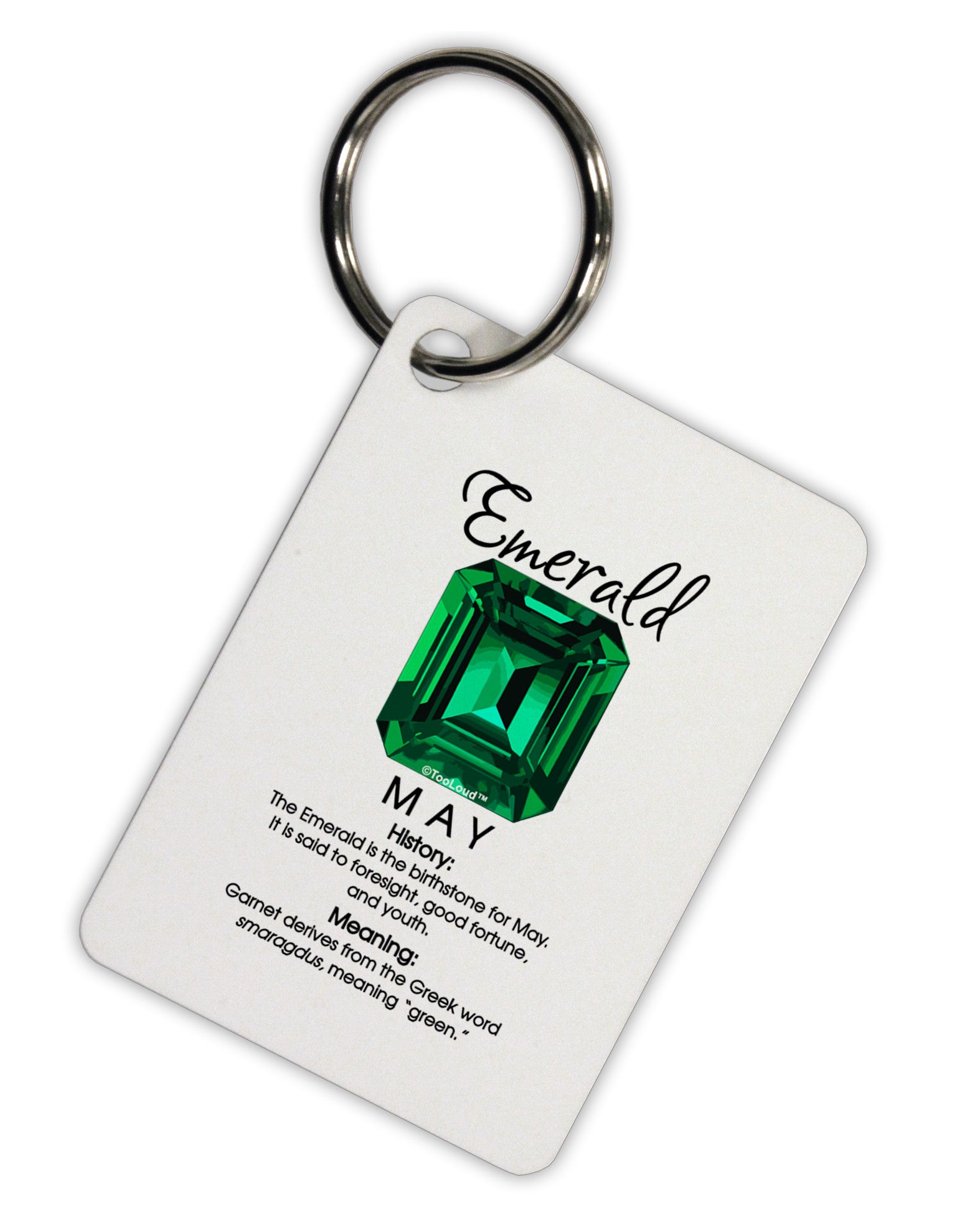 Birthstone Emerald Aluminum Keyring Tag by TooLoud-Keyring-TooLoud-White-Davson Sales