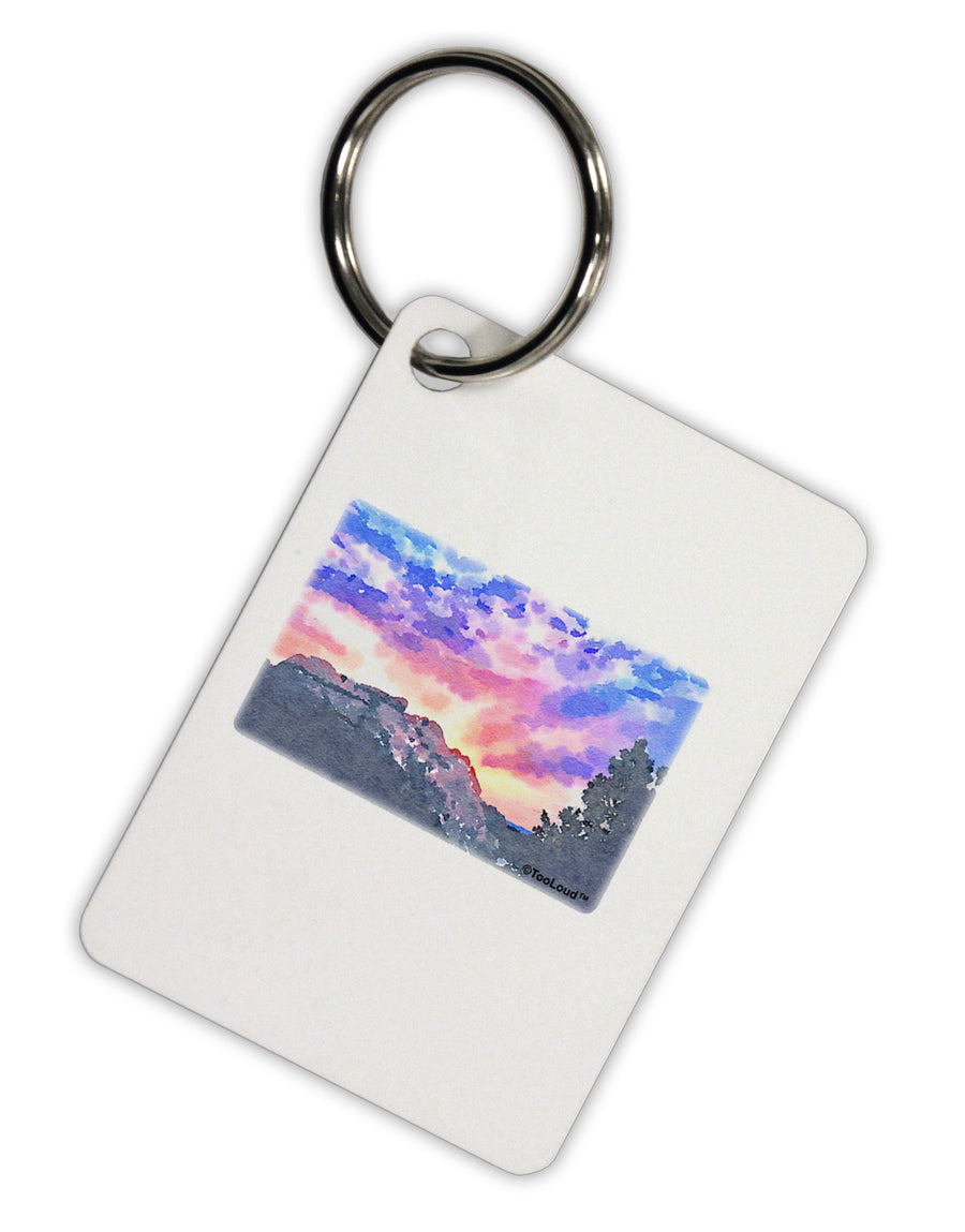 Colorado Rainbow Sunset Watercolor Aluminum Keyring Tag-Keyring-TooLoud-White-Davson Sales