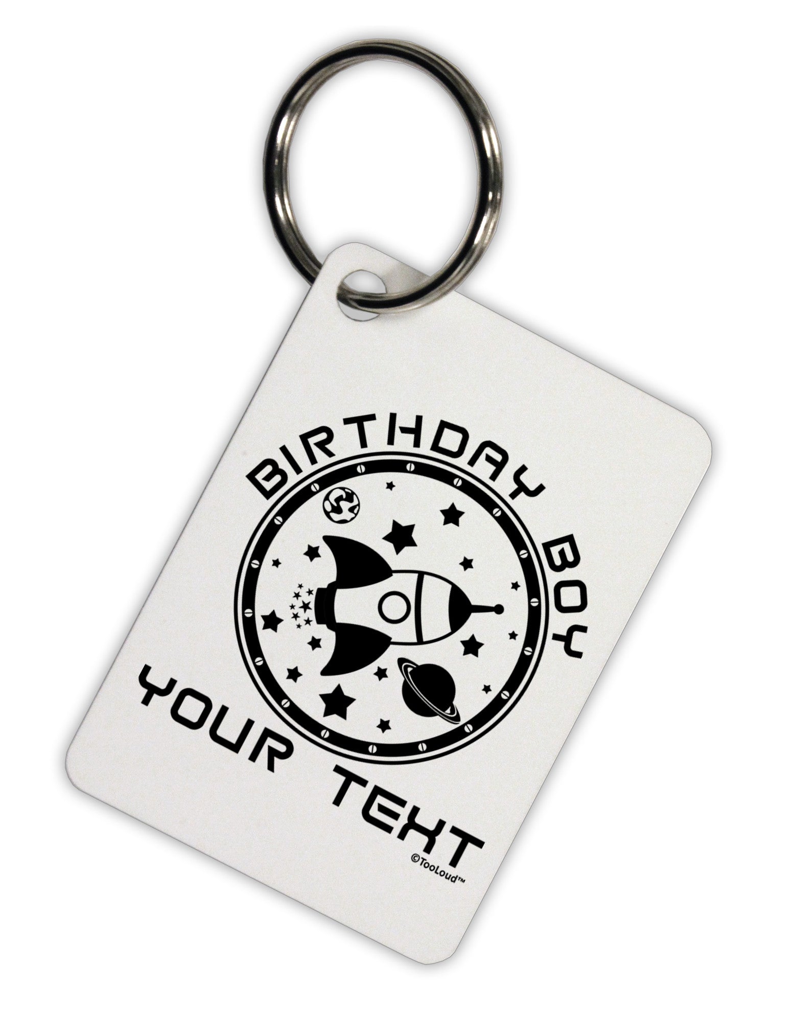 Personalized Birthday Boy Space with Customizable Name Aluminum Keyring Tag-Keyring-TooLoud-White-Davson Sales