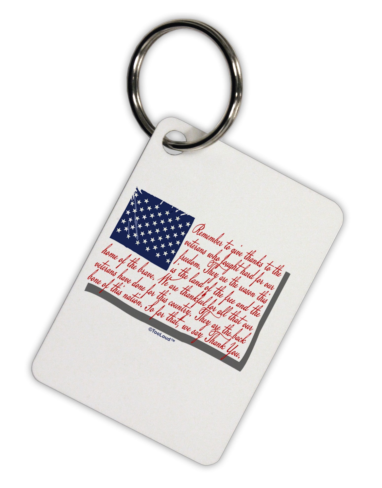 Veterans Scripted Flag Aluminum Keyring Tag-Keyring-TooLoud-White-Davson Sales