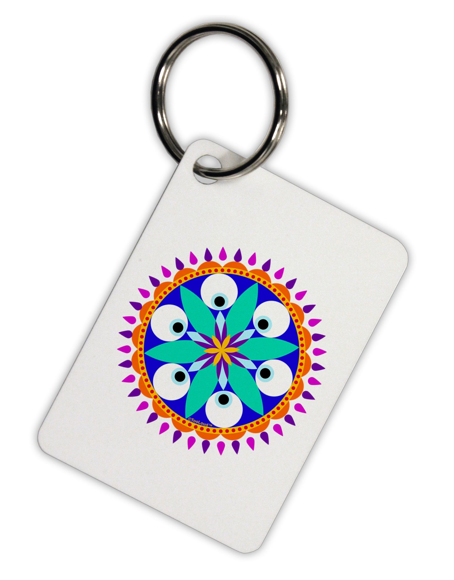 Evil Eye Protection Mandala Aluminum Keyring Tag by TooLoud-TooLoud-White-Davson Sales