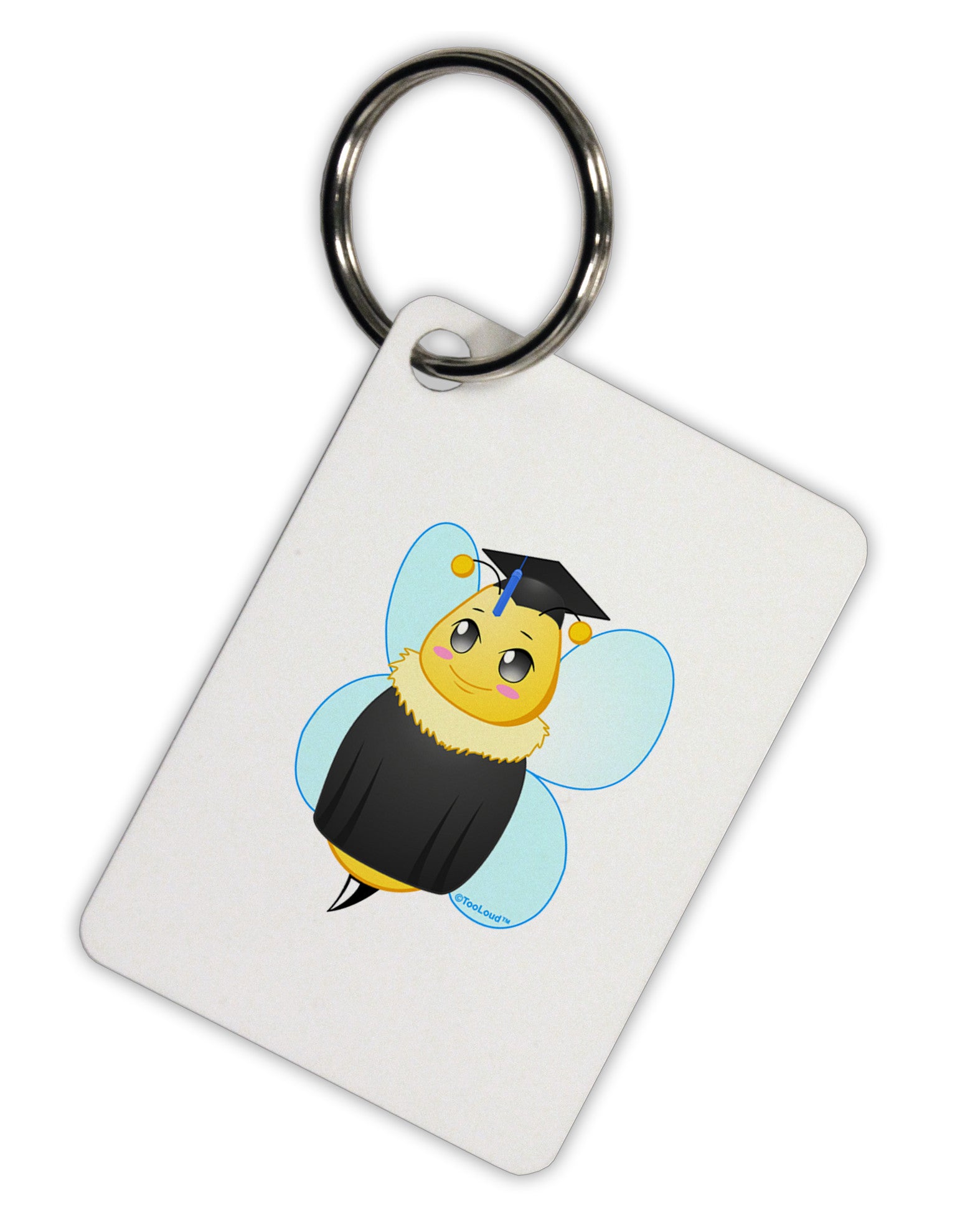 Graduation Bee Aluminum Keyring Tag by TooLoud-Keyring-TooLoud-White-Davson Sales