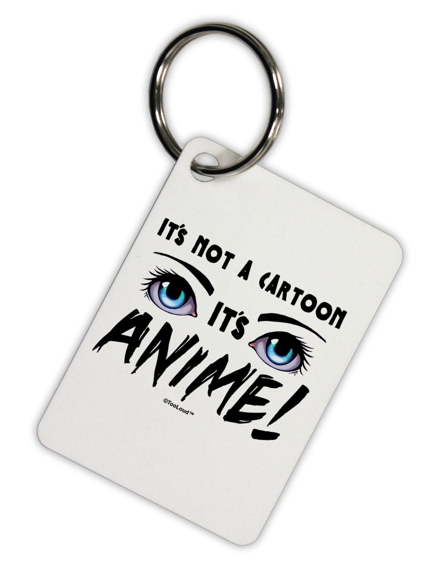 Not A Cartoon Eyes Blue Aluminum Keyring Tag by TooLoud-Keyring-TooLoud-White-Davson Sales