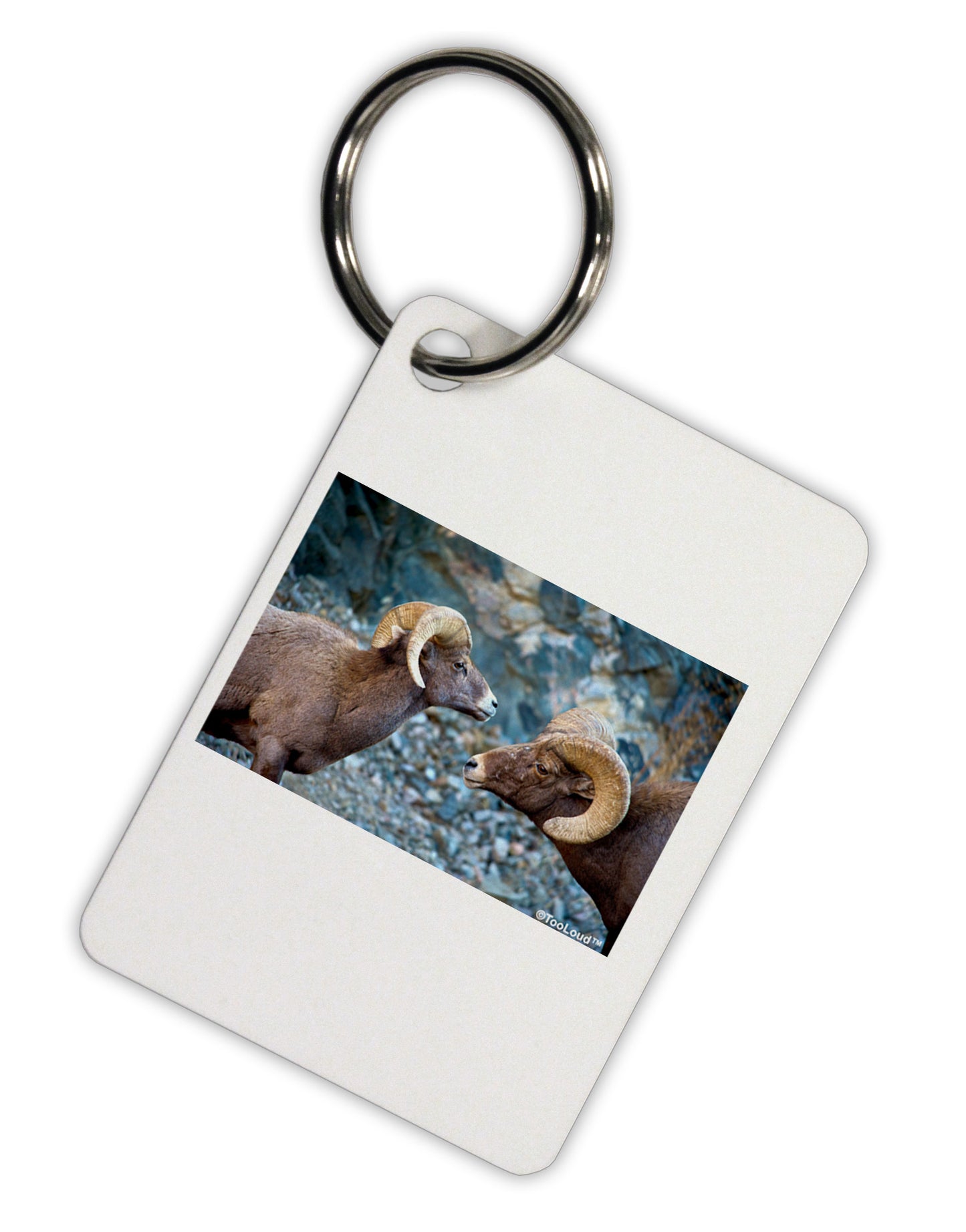 Two Bighorn Rams Aluminum Keyring Tag-Keyring-TooLoud-White-Davson Sales