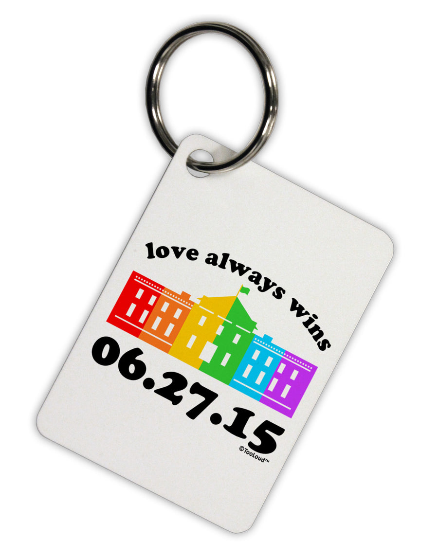 Love Always Wins with Date - Marriage Equality Aluminum Keyring Tag-Keyring-TooLoud-White-Davson Sales