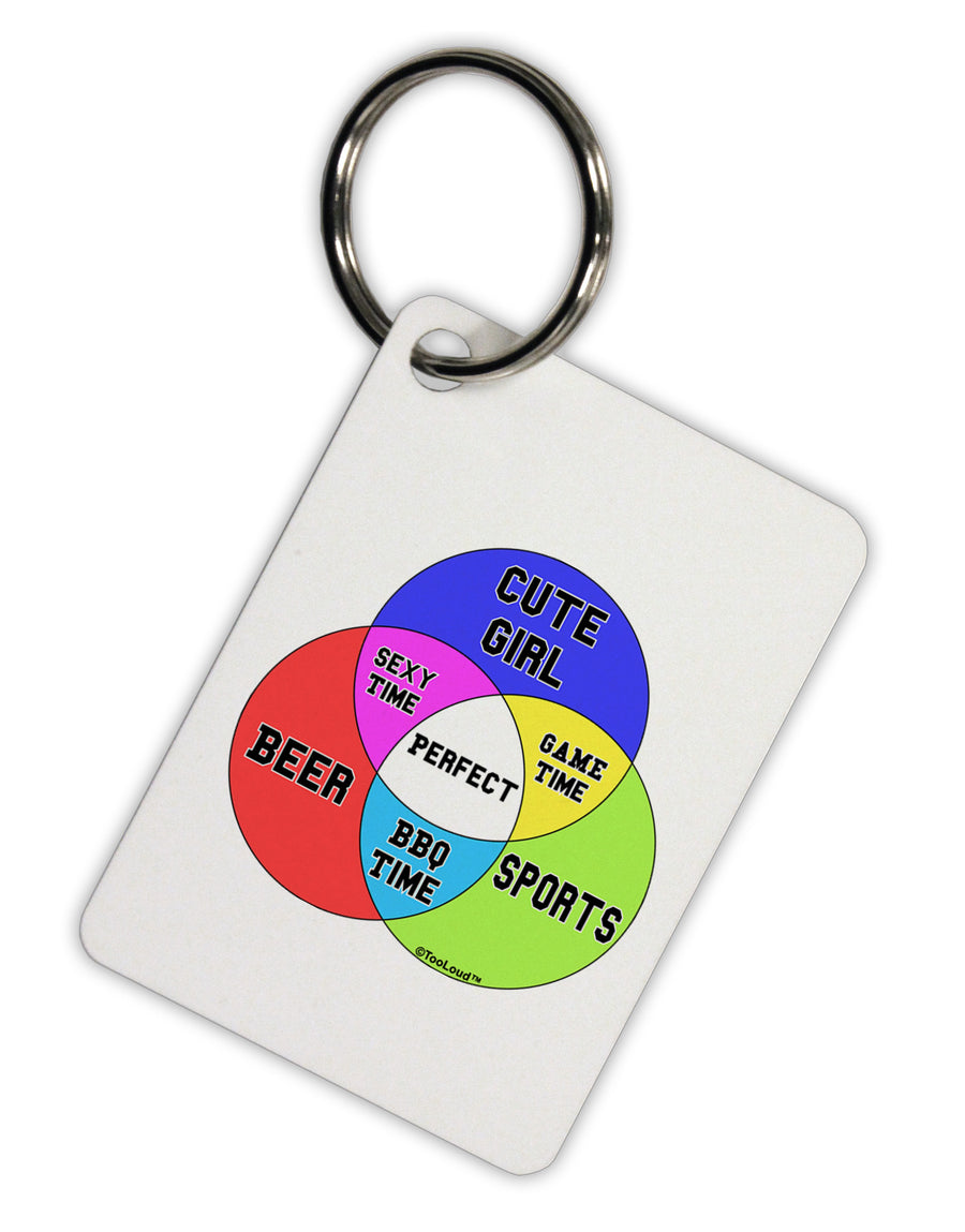 Beer Girl and Sports Diagram Aluminum Keyring Tag-Keyring-TooLoud-White-Davson Sales