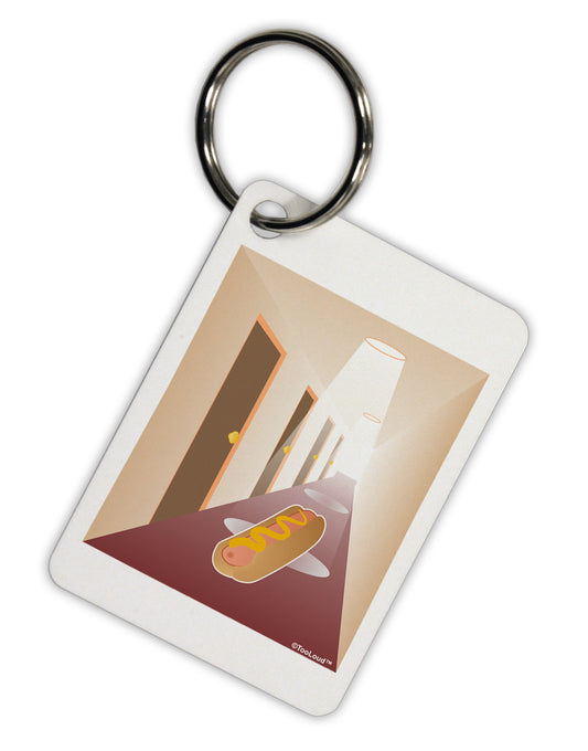 Hotdog in a Hallway Aluminum Keyring Tag by TooLoud-Keyring-TooLoud-White-Davson Sales