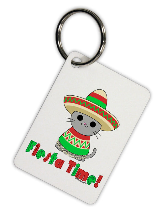 Fiesta Time - Cute Sombrero Cat Aluminum Keyring Tag by TooLoud-Keyring-TooLoud-White-Davson Sales