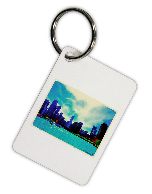 Chicago Skyline Watercolor Aluminum Keyring Tag-Keyring-TooLoud-White-Davson Sales