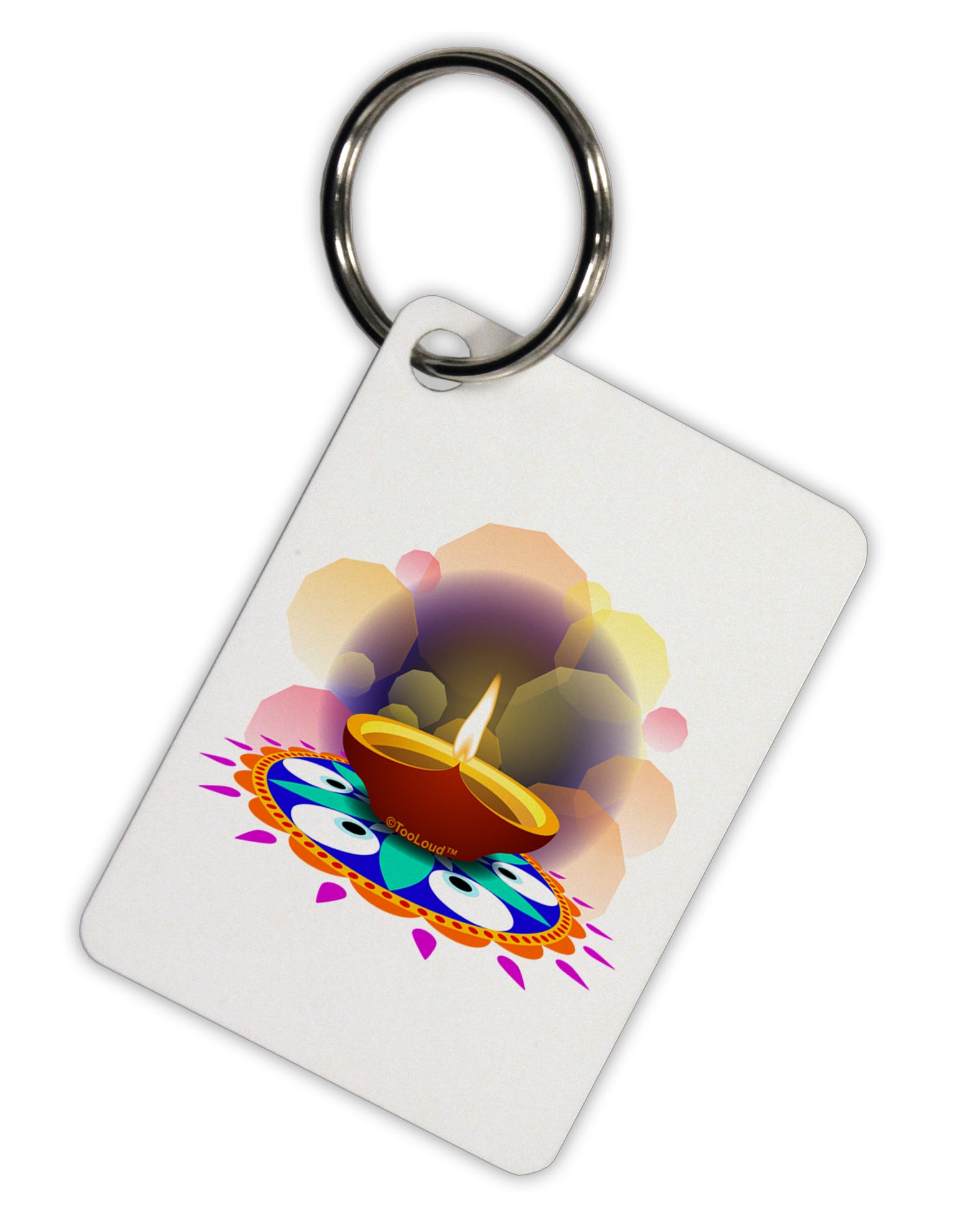 Festive Diya and Rangoli Aluminum Keyring Tag by TooLoud-TooLoud-White-Davson Sales