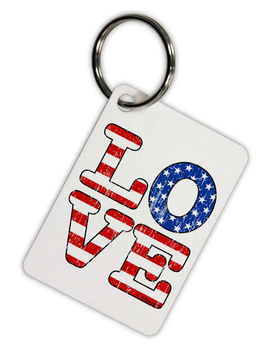 American Love Design - Distressed Aluminum Keyring Tag by TooLoud-Keyring-TooLoud-White-Davson Sales