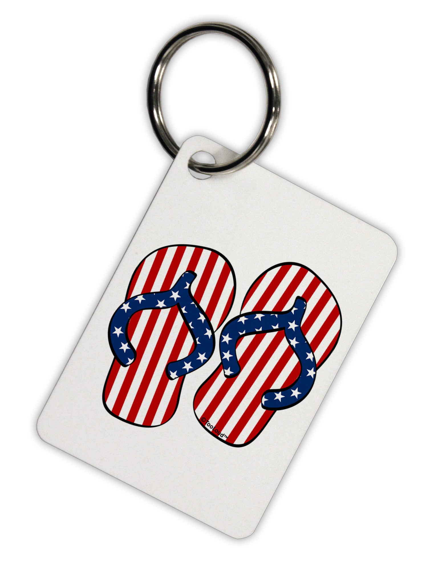 Stars and Stripes Flip Flops Aluminum Keyring Tag-Keyring-TooLoud-White-Davson Sales