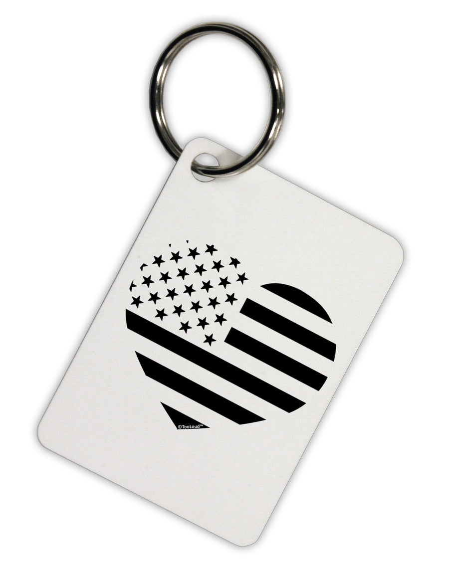 American Flag Heart Design - Stamp Style Aluminum Keyring Tag by TooLoud-Keyring-TooLoud-White-Davson Sales