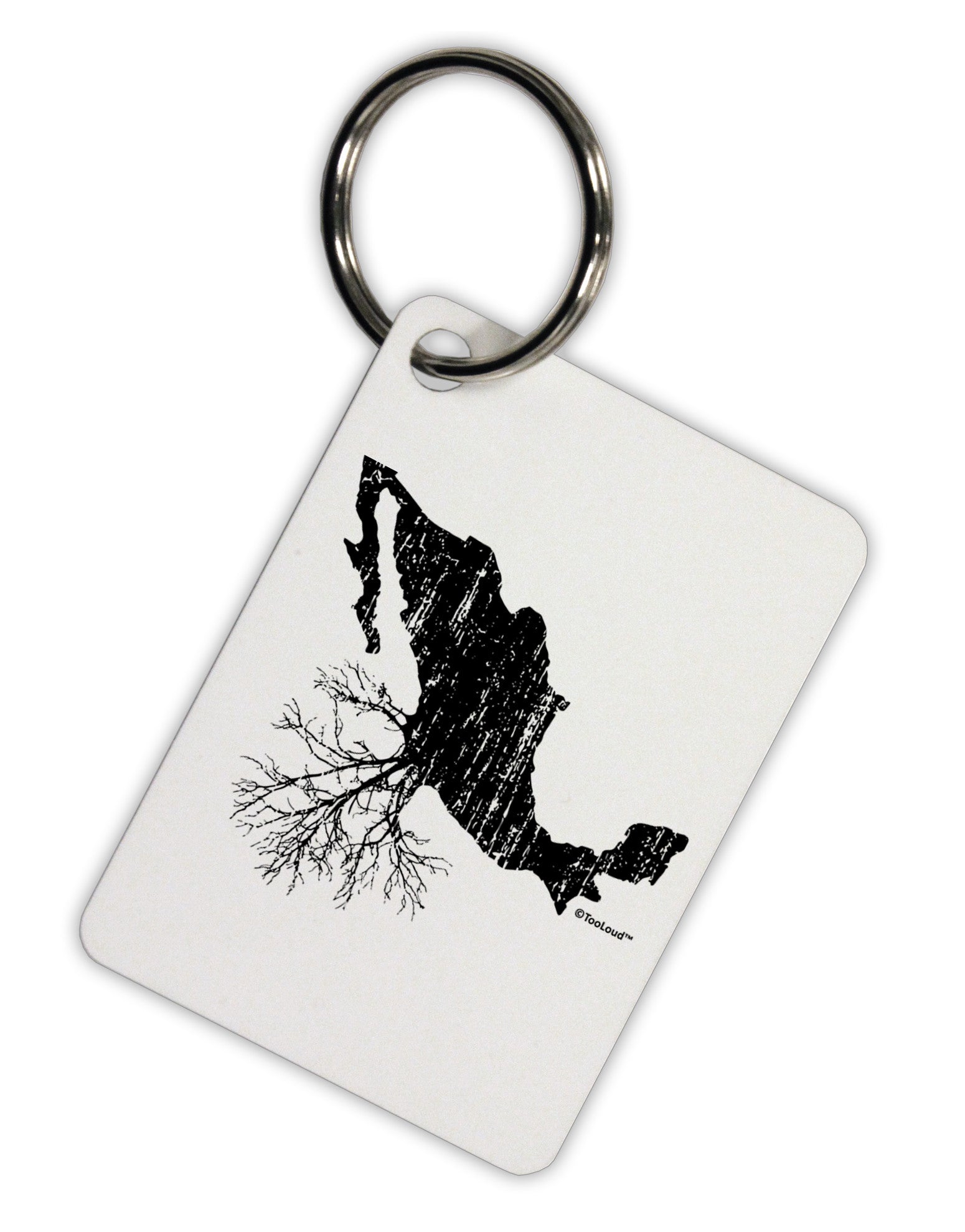 Mexican Roots Design - Distressed Aluminum Keyring Tag by TooLoud-Keyring-TooLoud-White-Davson Sales