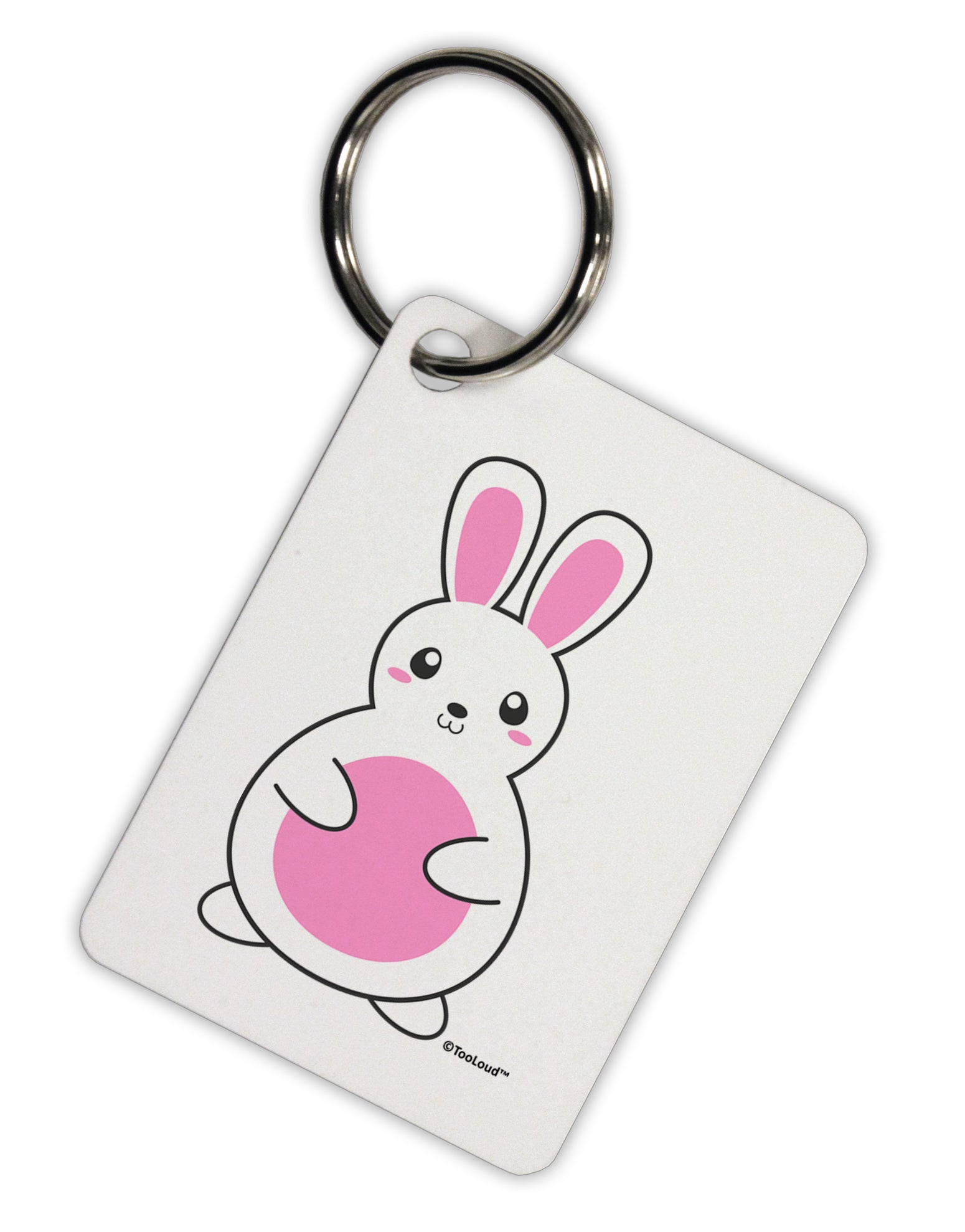 Cute Easter Bunny - Pink Aluminum Keyring Tag by TooLoud-Keyring-TooLoud-White-Davson Sales