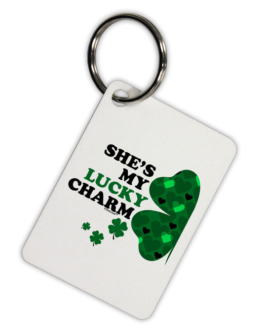 She's My Lucky Charm - Left Aluminum Keyring Tag-Keyring-TooLoud-White-Davson Sales
