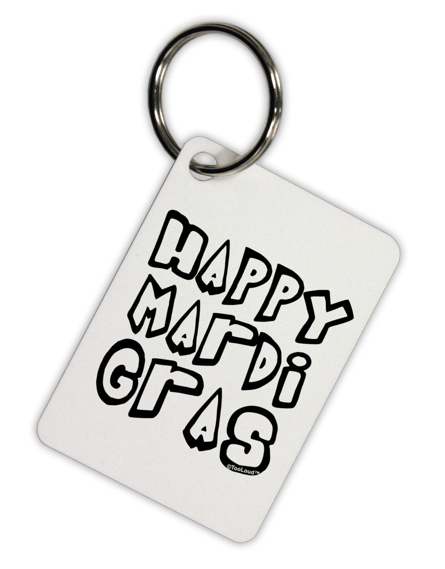 Happy Mardi Gras Text 2 BnW Aluminum Keyring Tag-Keyring-TooLoud-White-Davson Sales