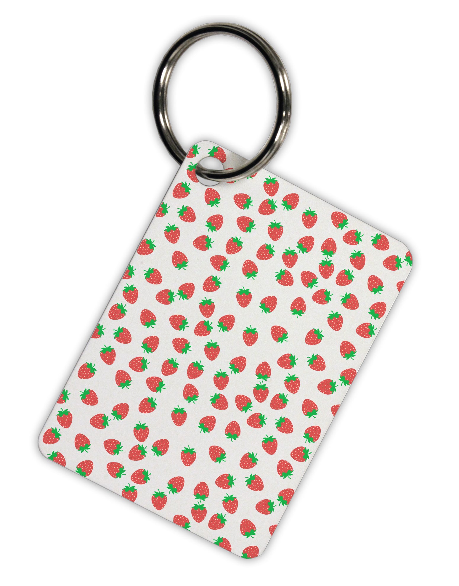 Strawberries Everywhere Aluminum Keyring Tag by TooLoud-Keyring-TooLoud-White-Davson Sales