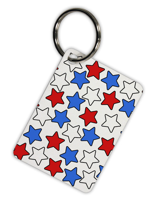Red White And Blue Stars Aluminum Keyring Tag by TooLoud-Keyring-TooLoud-White-Davson Sales