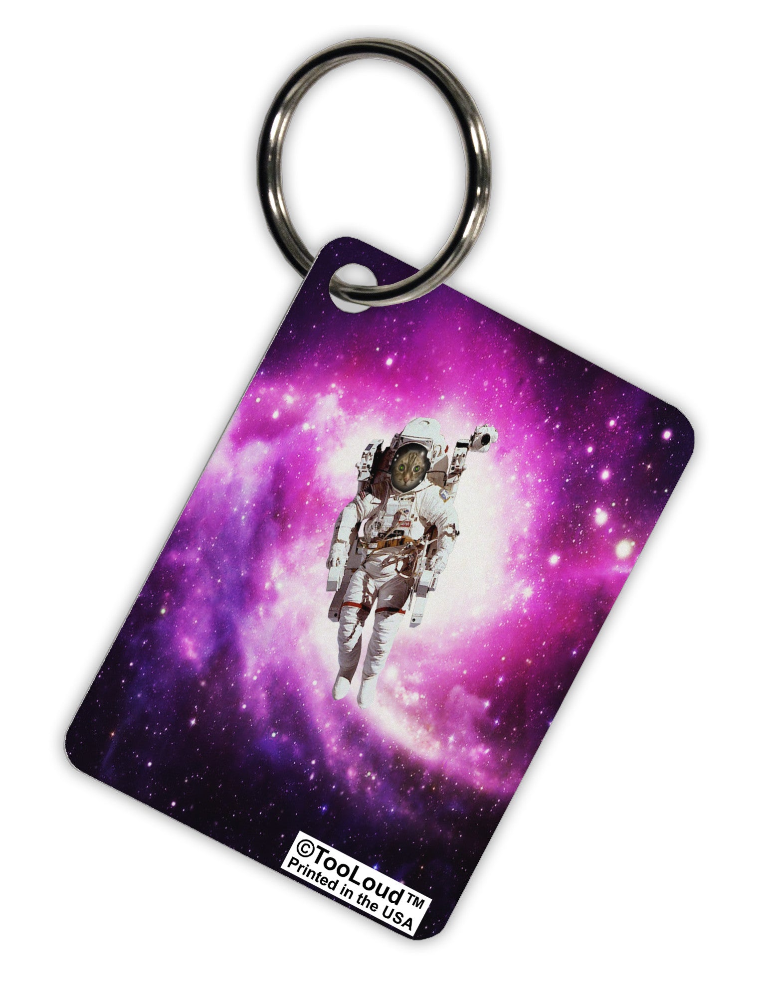 Astronaut Cat AOP Aluminum Keyring Tag All Over Print-Keyring-TooLoud-White-Davson Sales