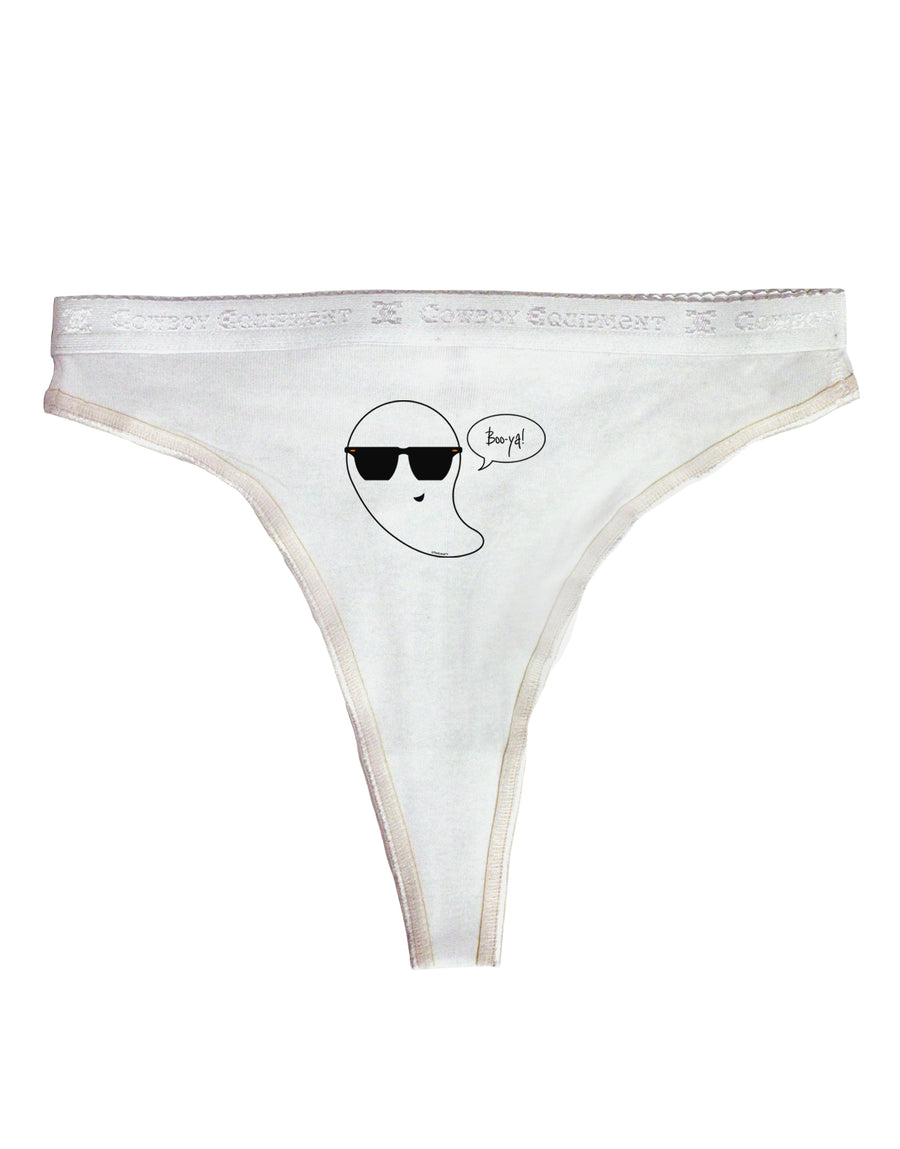 Boo Ya Cool Ghost Halloween Womens Thong Underwear-Womens Thong-TooLoud-White-X-Small-Davson Sales