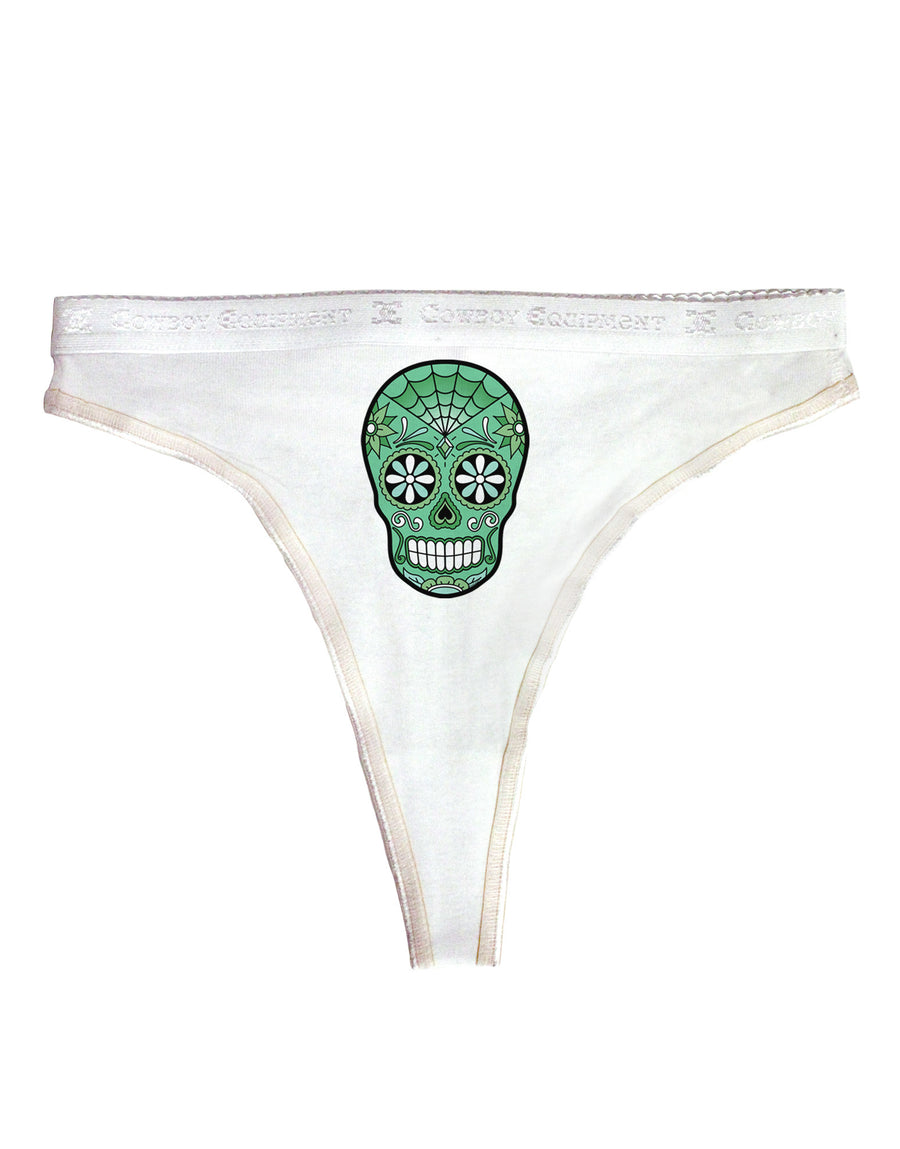 Version 5 Green Day of the Dead Calavera Womens Thong Underwear-Womens Thong-TooLoud-White-X-Small-Davson Sales