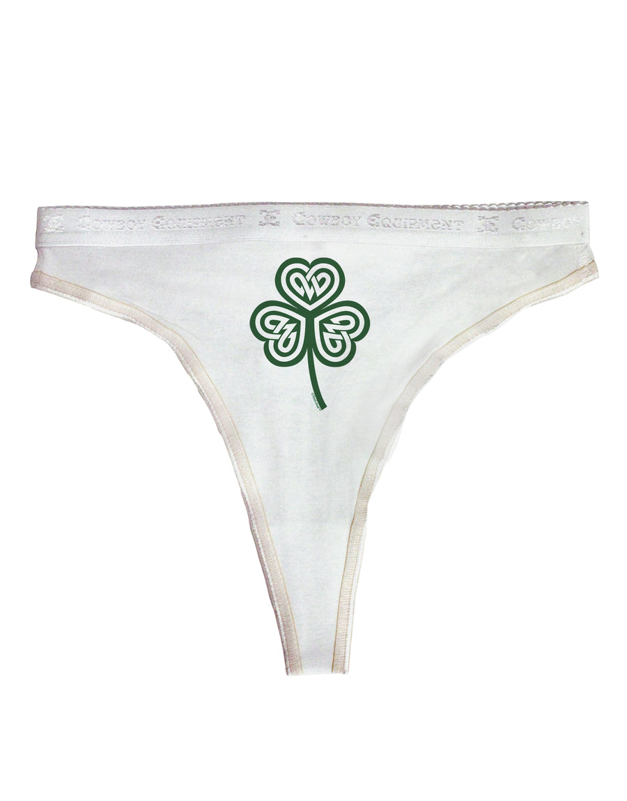 Celtic Knot Irish Shamrock Womens Thong Underwear-Womens Thong-TooLoud-White-X-Small-Davson Sales