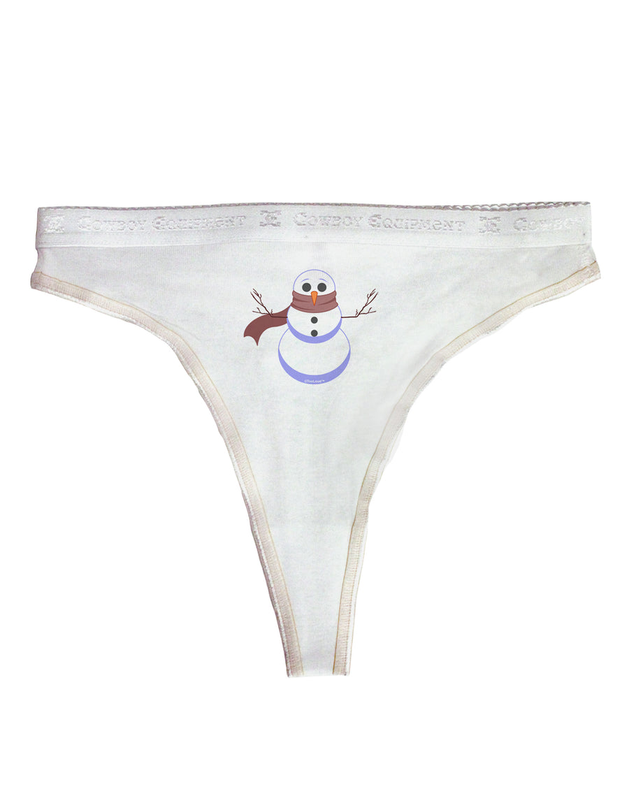 Snowman with Scarf Design Womens Thong Underwear-Womens Thong-TooLoud-White-X-Small-Davson Sales