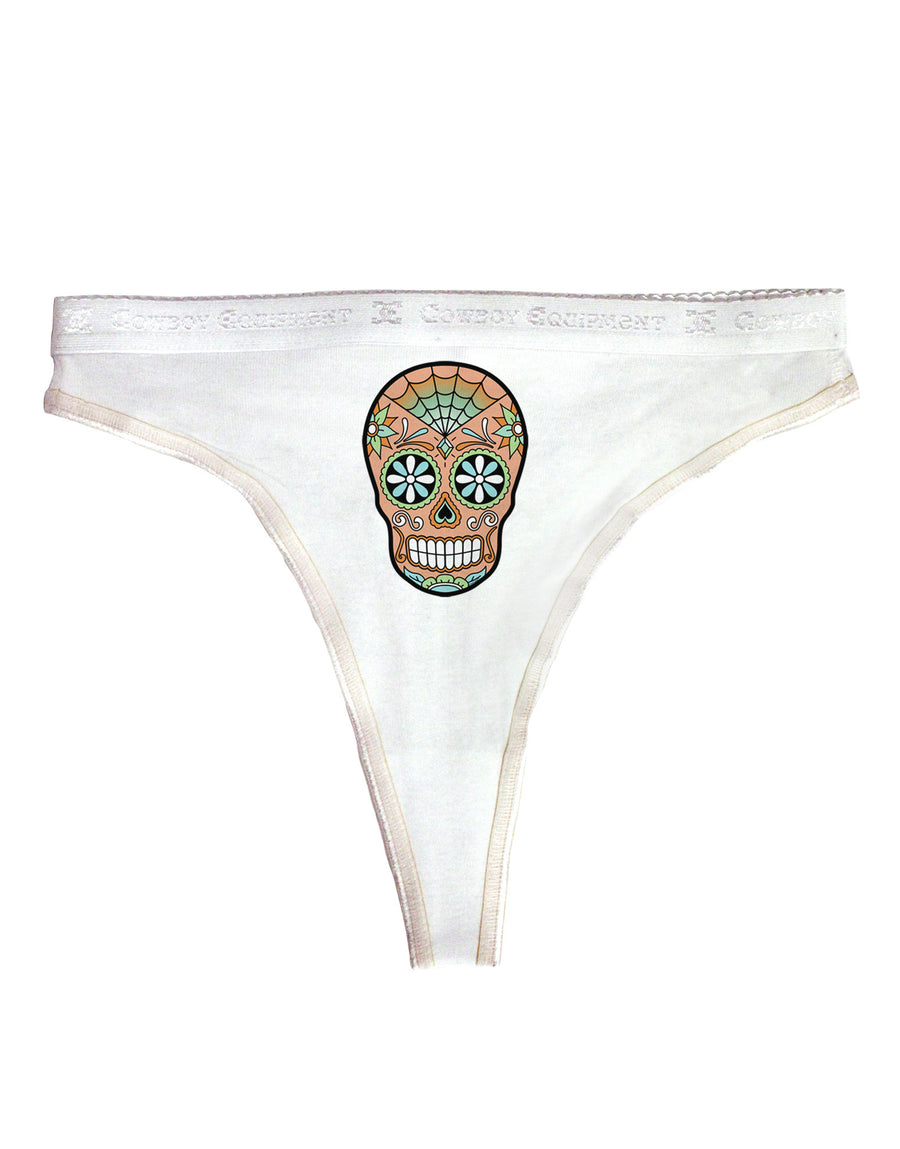 Version 6 Copper Patina Day of the Dead Calavera Womens Thong Underwear-Womens Thong-TooLoud-White-X-Small-Davson Sales