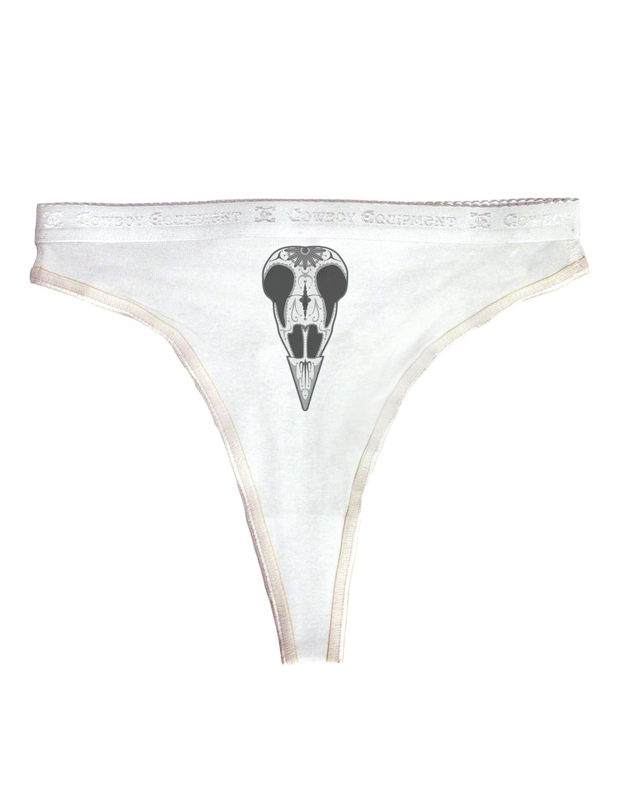 Black and White Mystic Bird Skull Day of the Dead Womens Thong Underwear-Womens Thong-TooLoud-White-X-Small-Davson Sales