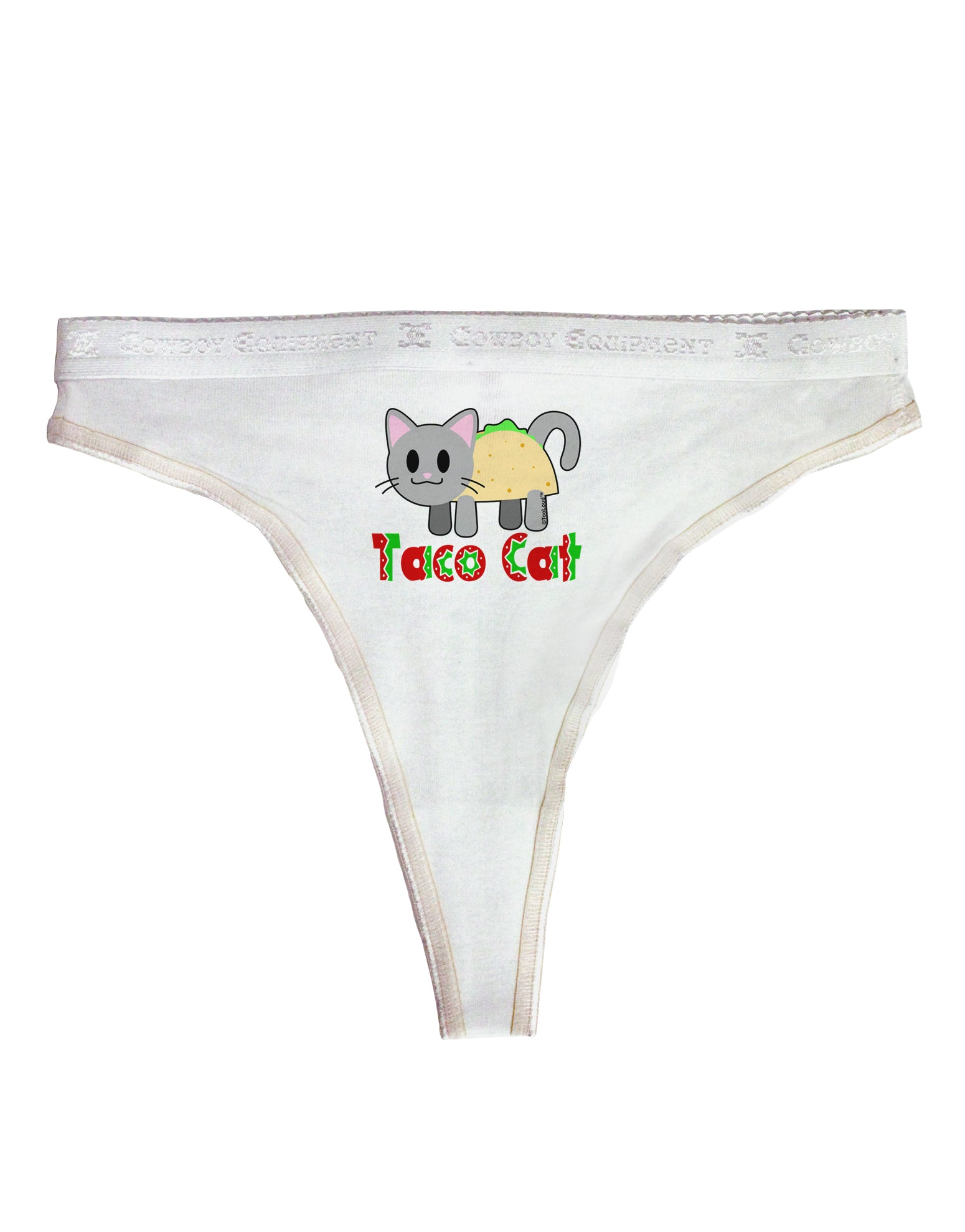 Cute Kitty Custom Text Thong - Basic White Thong Underwear