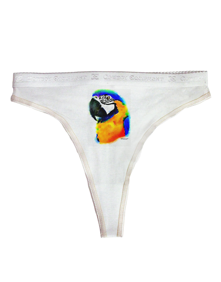 Brightly Colored Parrot Watercolor Womens Thong Underwear-Womens Thong-TooLoud-White-X-Small-Davson Sales