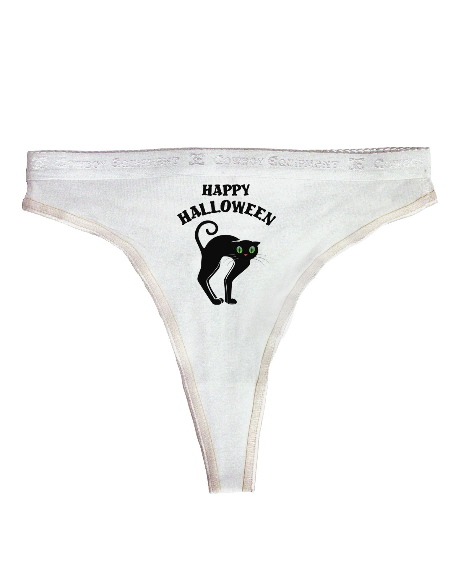 Happy Halloween Cute Black Cat Halloween Womens Thong Underwear