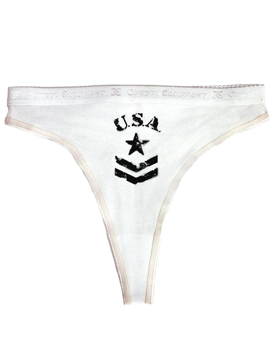 USA Military Star Stencil Logo Womens Thong Underwear-Womens Thong-TooLoud-White-X-Small-Davson Sales