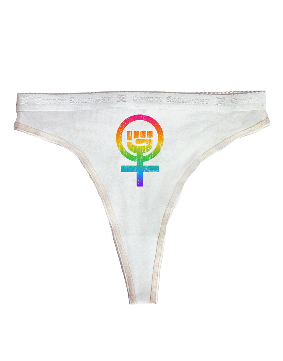 Rainbow Distressed Feminism Symbol Womens Thong Underwear