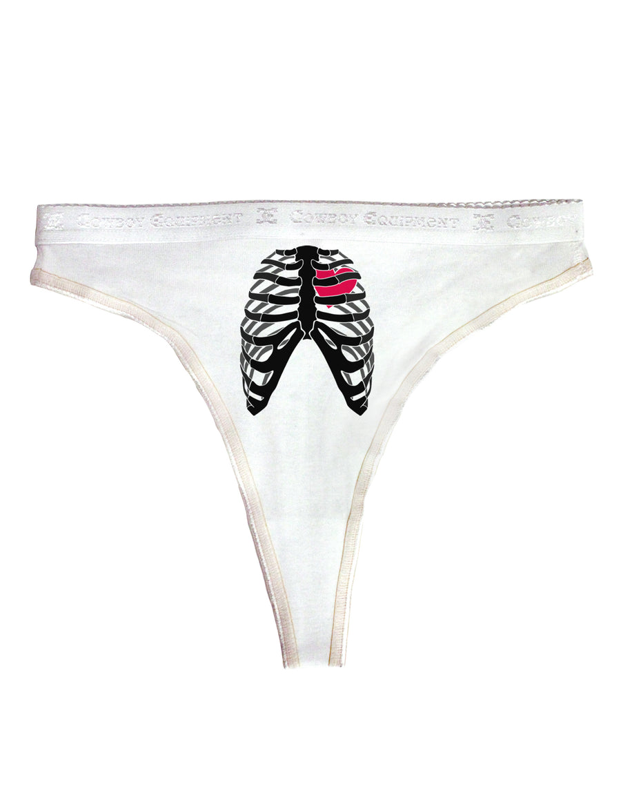 Black Skeleton Bones Ribcage with Heart Womens Thong Underwear-Womens Thong-TooLoud-White-X-Small-Davson Sales