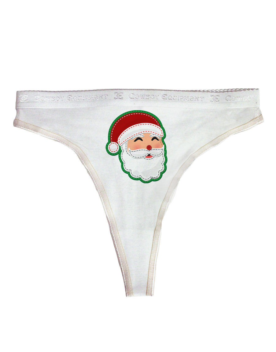 Cute Santa Claus Face Faux Applique Womens Thong Underwear-Womens Thong-TooLoud-White-X-Small-Davson Sales