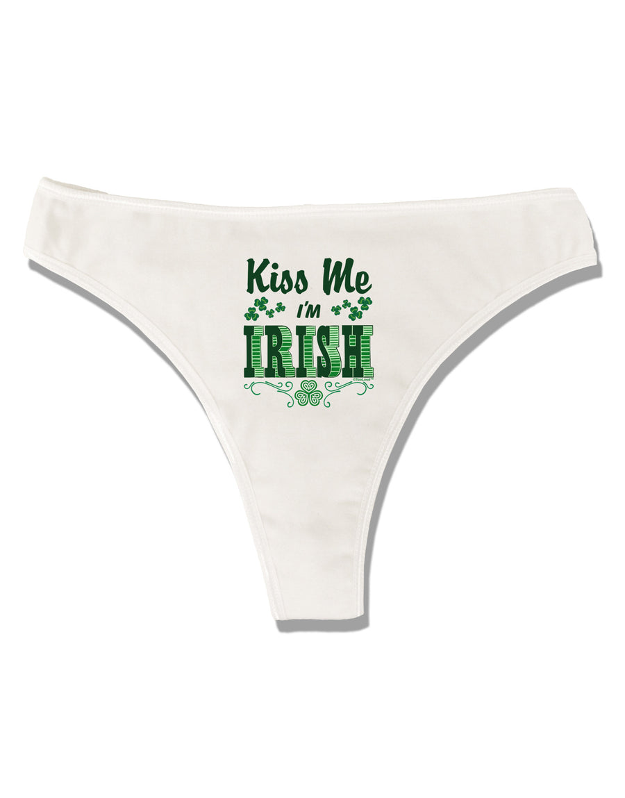Kiss Me I'm Irish St Patricks Day Womens Thong Underwear-Womens Thong-TooLoud-White-X-Small-Davson Sales