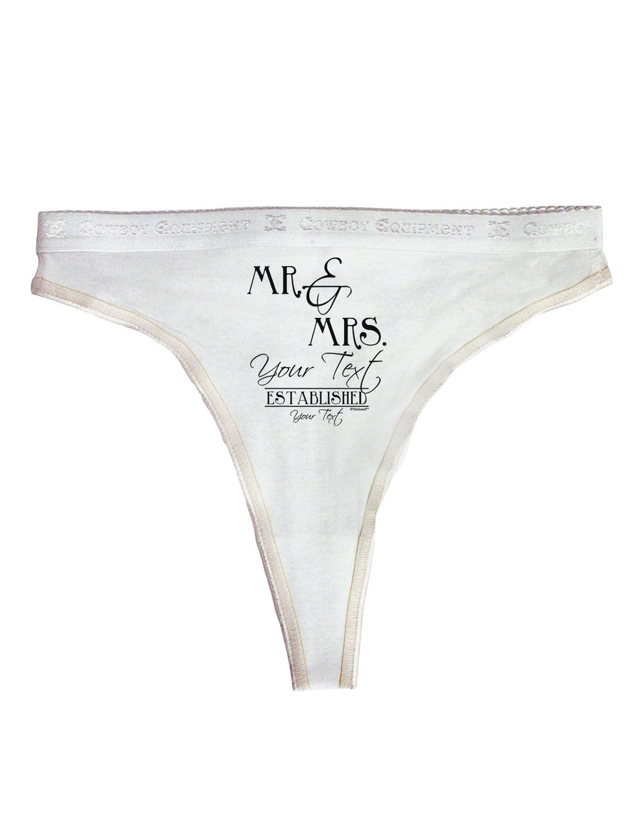 Personalized Mr and Mrs -Name- Established -Date- Design Womens Thong Underwear-Womens Thong-TooLoud-White-X-Small-Davson Sales